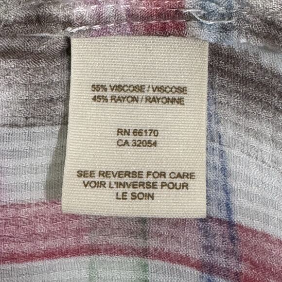 We The Free Women's Button Down Shirt Pink Blue Plaid Top Medium Long Sleeves - Picture 5 of 12